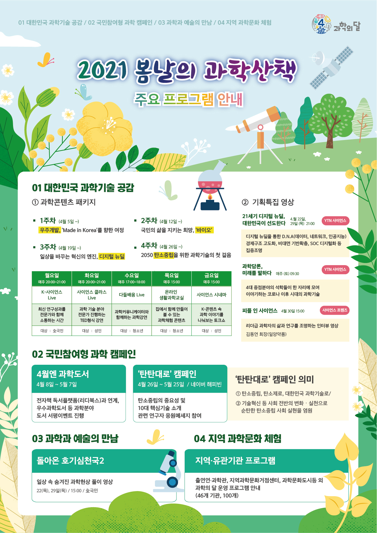 ▷ 프로그램명 : ‘과포자’를 위한 1타 과학강연  ▷ 송출일 / 플랫폼 : 2021. 4. 16.(금) / 사이언스올(scienceall.com)  ▷  주요 콘텐츠    - (강연1) 물리 절친 가능?(김윤배 교수)   - (강연2) DNA와 나노 물리가 만나다(박성하 교수)