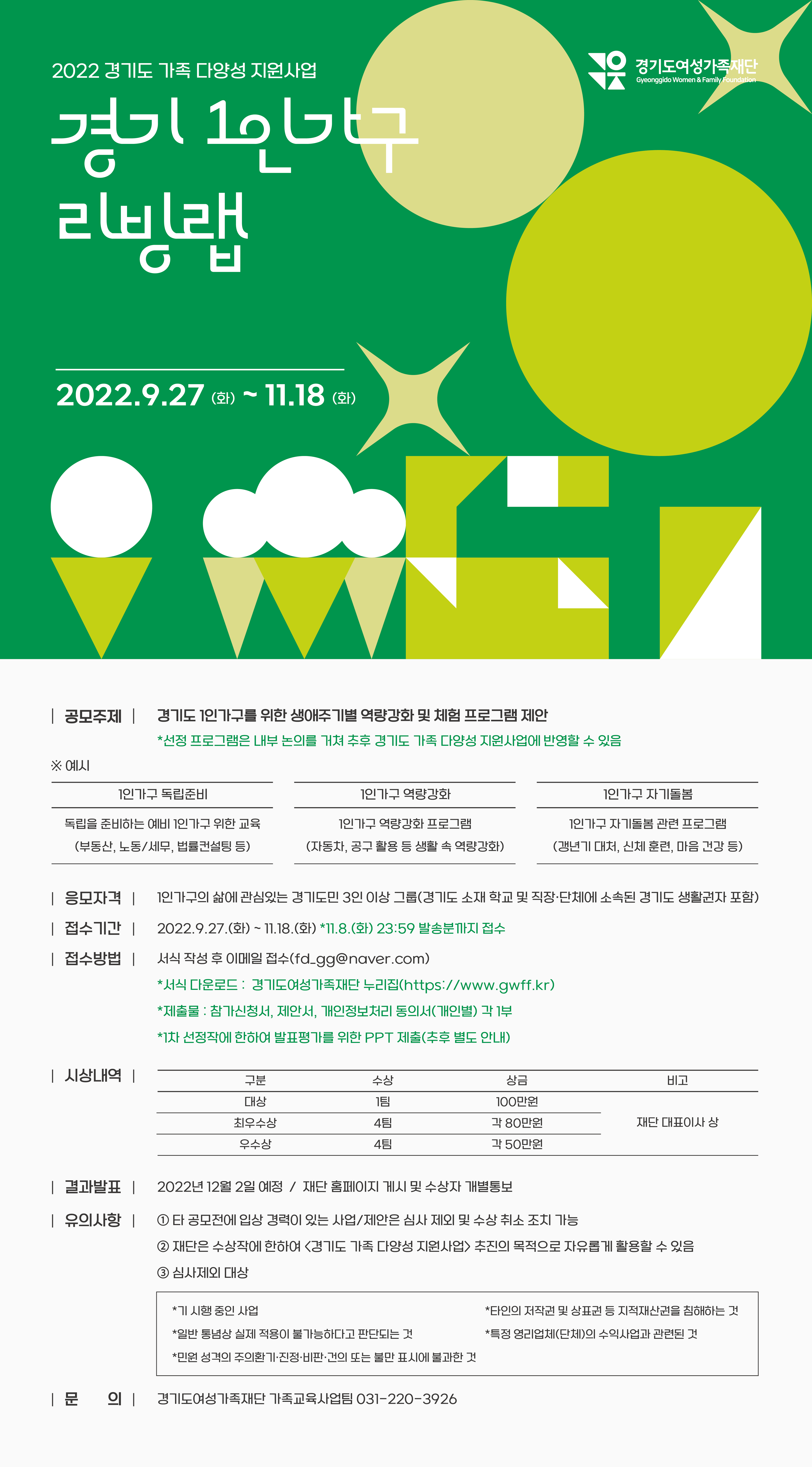 「경기 1인가구 리빙랩」 공모전