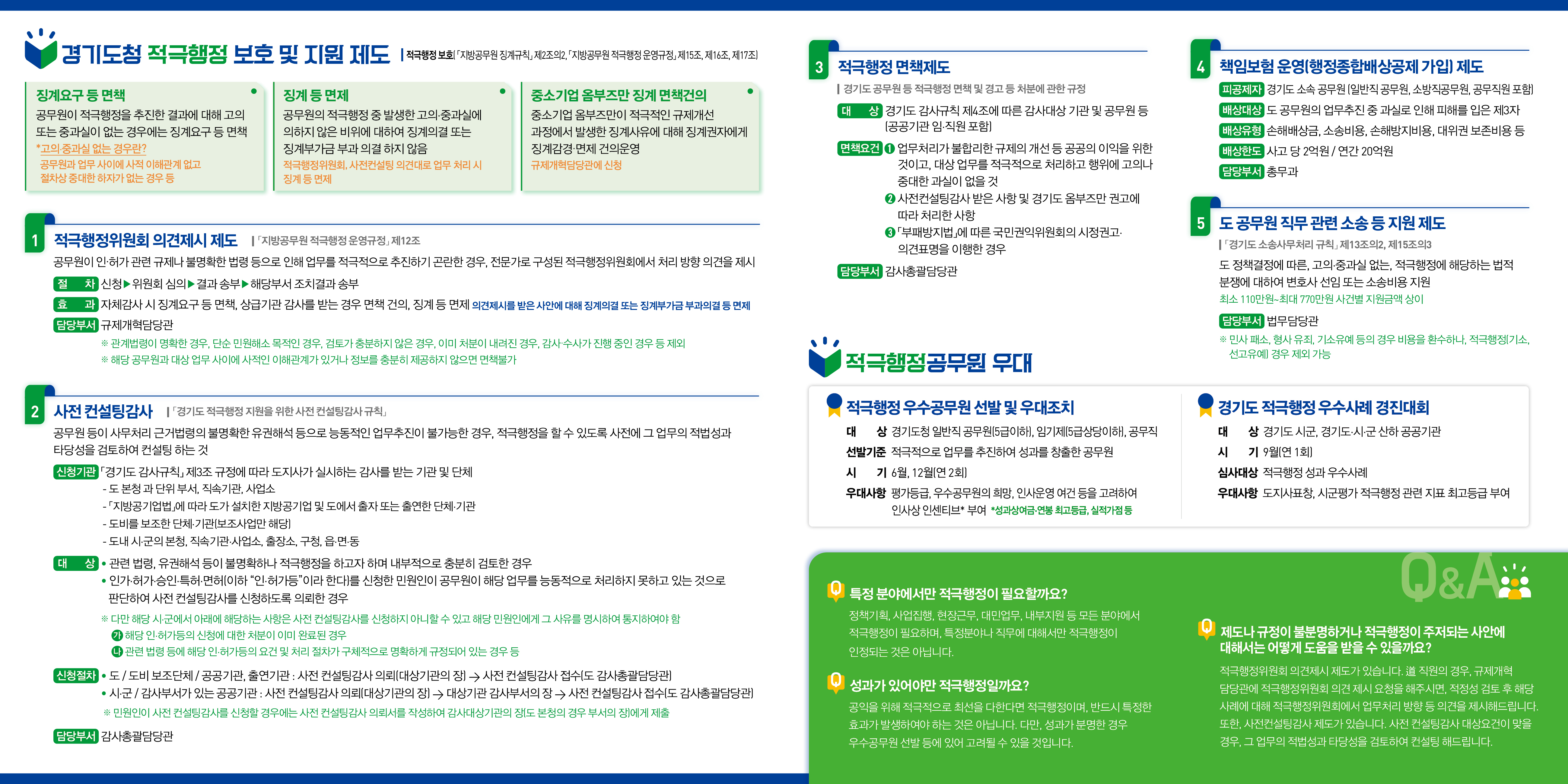 공직 내 적극행정 문화 확산을 위한 '경기도 적극행정' 홍보 리플렛